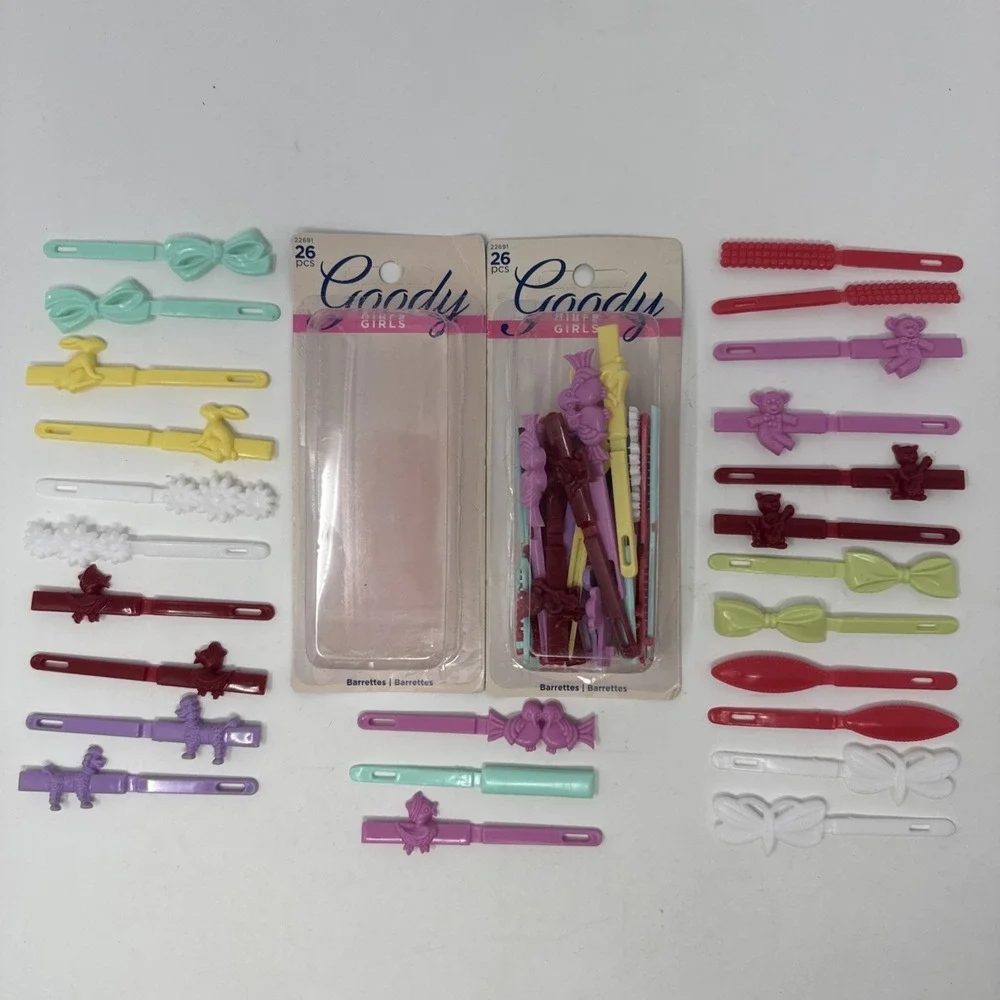 51 Goody Kids Girls Plastic Hair Barrettes Stay Tight Slip Secure Pastel 1 Open
